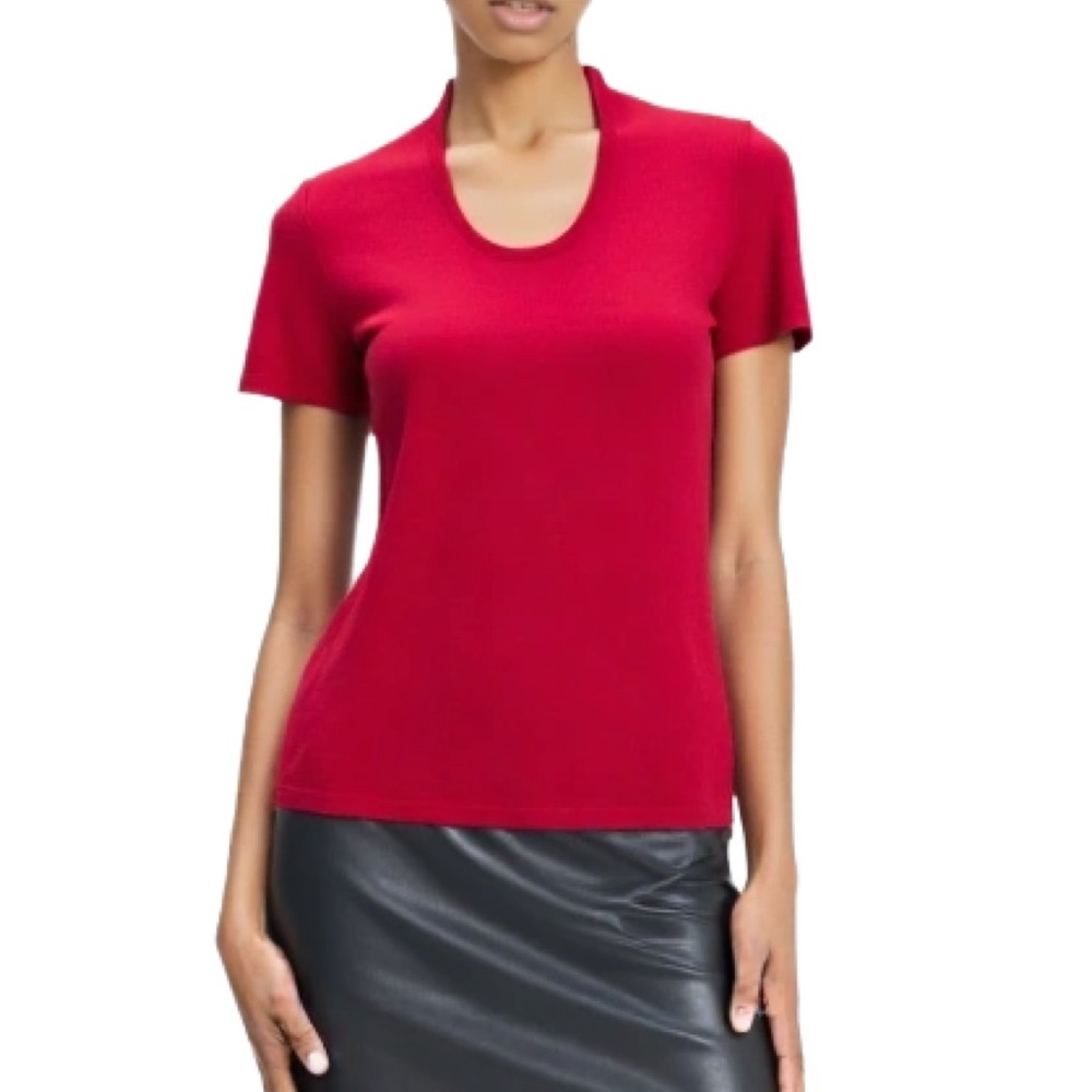 Ann Taylor NWT Tomato Red 100% Cashmere Short Sleeve Sweater Size M